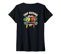 Femme Trop Rocking in The Florida Keys - Vintage Island Music T-Shirt avec Col en V