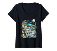 Femme TROPOPAUSE Study Météorologie Courant-Jet T-Shirt avec Col en V