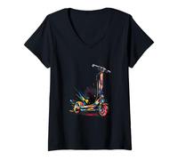 Femme Trottinette électrique Graffiti T-Shirt avec Col en V