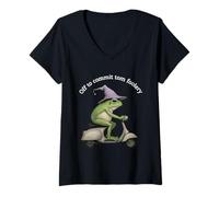 Femme Trottinette Grenouille Malice T-Shirt avec Col en V