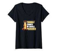 Femme Trouble Comes in Small Packages Funny Weasels Weasel Owers T-Shirt avec Col en V