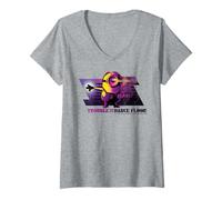 Femme Trouble on The Dance Floor Minion Retro Dance Vibes T-Shirt avec Col en V