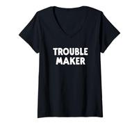 Femme Troublemaker Stress Je m'appelle Trouble Maker T-Shirt avec Col en V