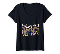 Femme Troubles Anxieux Reading Into Everything T-Shirt avec Col en V