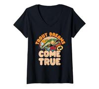 Femme Trout Dreams Do Come True T-Shirt avec Col en V