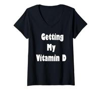 Femme Trouver Mon Amoureux de la Vitamine D au Soleil T-Shirt avec Col en V