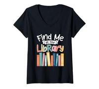 Femme Trouvez-Moi chez The Library Book Lover T-Shirt avec Col en V