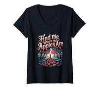Femme Trouvez-moi là où les pommes cueillent les pommes T-Shirt avec Col en V