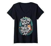 Femme Trouvez-Moi où Commence L'Aventure Fox Forest Mountain Trip T-Shirt avec Col en V
