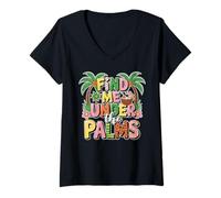Femme « Trouvez-Moi sous Les Palmiers », de Superbes Vacances à la Plage Tropicales rétro T-Shirt avec Col en V