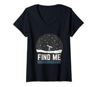 Femme Trouvez-Moi sous Un télescope d'astronomie du Ciel Bortle 2 T-Shirt avec Col en V
