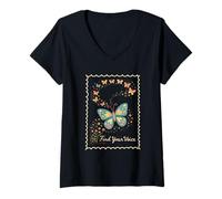 Femme Trouvez Votre Voix | Orthophonie du langage SLP Butterfly T-Shirt avec Col en V