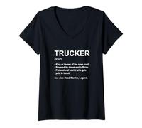 Femme Trucker Dictionnaire Définition Amoureux Enthousiaste Trucker Humour T-Shirt avec Col en V