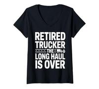 Femme Trucker retraité The Long Haul is Over Legend T-Shirt avec Col en V