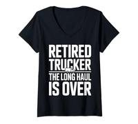 Femme Trucker retraité The Long Haul is Over Legend T-Shirt avec Col en V