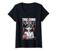Femme True Crime Detective Couverture de livre vintage pour fauteuil T-Shirt avec Col en V
