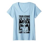 Femme True Crime Detective Couverture de livre vintage pour fauteuil T-Shirt avec Col en V