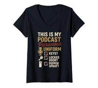 Femme True Crime Podcast Murderino Fan Forensic Humour Junkie T-Shirt avec Col en V