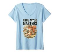 Femme True Myco Masters Passionné de Champignons Ex-écureuils dans la Nature T-Shirt avec Col en V