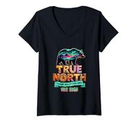 Femme True-North fait confiance à Jésus dans un monde sauvage Vbs Bear Nature T-Shirt avec Col en V