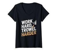 Femme Truelle de Travail Dur pour maçonnerie, plâtre, maçonnerie T-Shirt avec Col en V