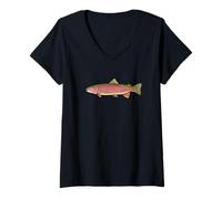 Femme Truite arc-en-ciel T-Shirt avec Col en V
