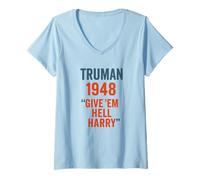 Femme Truman 1948 Give Em Hell Harry Histoire Politique T-Shirt avec Col en V
