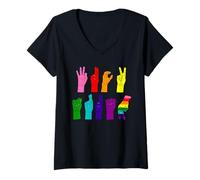 Femme Trump Langue des Signes Subtile Anti Trump LGBTQ T-Shirt avec Col en V