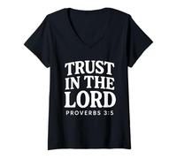 Femme Trust In The Lord Bible Verse Proverbes 3:5 Christian T-Shirt avec Col en V