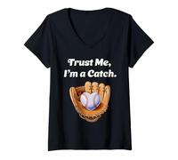 Femme Trust Me, I'm a Catch. - Fan de baseball T-Shirt avec Col en V
