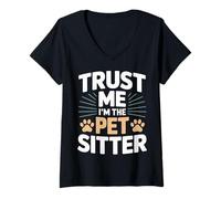 Femme Trust Me I'm The Pet Sitter - Garde d'animaux Amusante T-Shirt avec Col en V