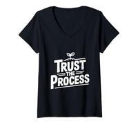 Femme Trust The Process Citation de Motivation inspirante T-Shirt avec Col en V