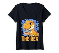 Femme Tshirt Trex Mignon Femme Fille Tea-Rex Thé-Rex Humour T-Rex T-Shirt avec Col en V
