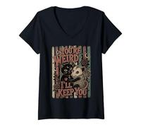 Femme Tu ES Bizarre, Je Vais Te Garder Le Chat Noir Opossum Celestial T-Shirt avec Col en V