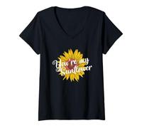 Femme Tu ES Mon Tournesol T-Shirt avec Col en V