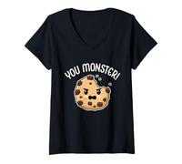 Femme Tu ES Un Monstre ! Cookie Eater Cute Kawaii Cookies Love Sweets T-Shirt avec Col en V
