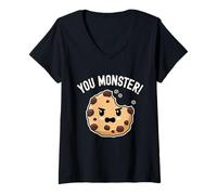 Femme Tu ES Un Monstre ! Cookie Eater Cute Kawaii Cookies Love Sweets T-Shirt avec Col en V