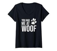 Femme Tu m'as eu chez Woof - Funny Dog Lover Valentine's T-Shirt avec Col en V