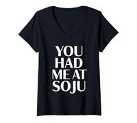 Femme Tu m'as Fait Venir à Soju T-Shirt avec Col en V