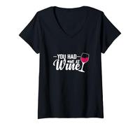 Femme Tu m'as Fait Venir chez Wine T-Shirt avec Col en V