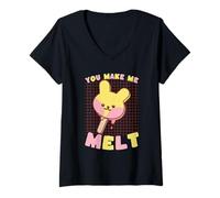 Femme Tu me Fais Fondre Kawaii Bunny Ice Pop T-Shirt avec Col en V