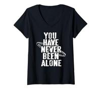 Femme Tu N’as Jamais Été Seul Citation Alien Fan T-Shirt avec Col en V