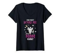Femme Tu Ne Me Fais Pas Peur Maman Fantôme Halloween T-Shirt avec Col en V