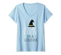 Femme TU NE Peux Pas M'EFFRAYER, Je suis Grand-MÈRE ! Meme d'halloween drôle T-Shirt avec Col en V
