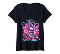 Femme Tu ne pourrais Pas me gérer même si Je venais avec des Instructions T-Shirt avec Col en V