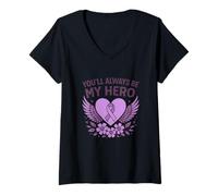 Femme Tu seras Toujours Un héros T-Shirt avec Col en V