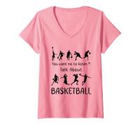 Femme Tu Veux Que j'écoute Parler d'humour de Basket-Ball T-Shirt avec Col en V