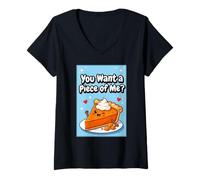 Femme Tu Veux Un Morceau de Tarte à la Citrouille T-Shirt avec Col en V
