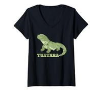 Femme Tuatara Reptile de Nouvelle-Zélande T-Shirt avec Col en V