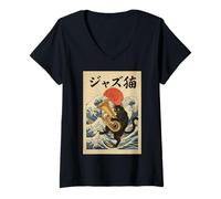 Femme Tuba Amusant pour Musicien de Jazz T-Shirt avec Col en V